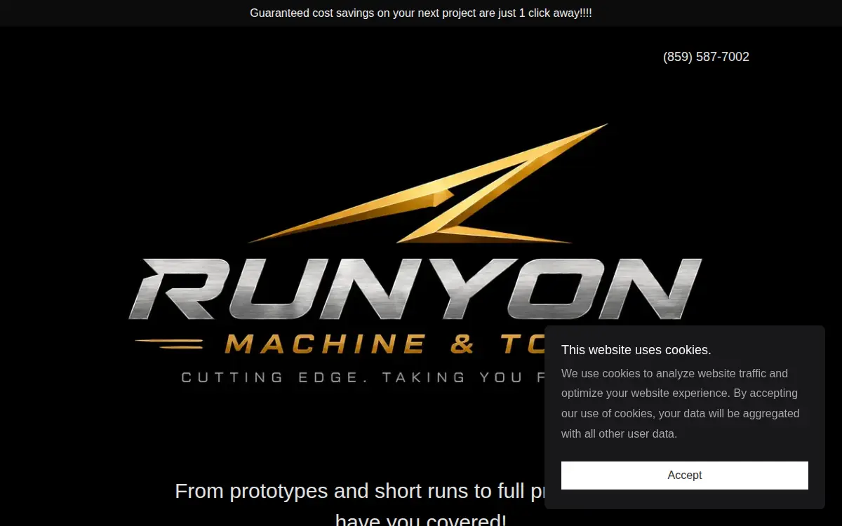 Homepage of Runyon Machine & Tool LLC