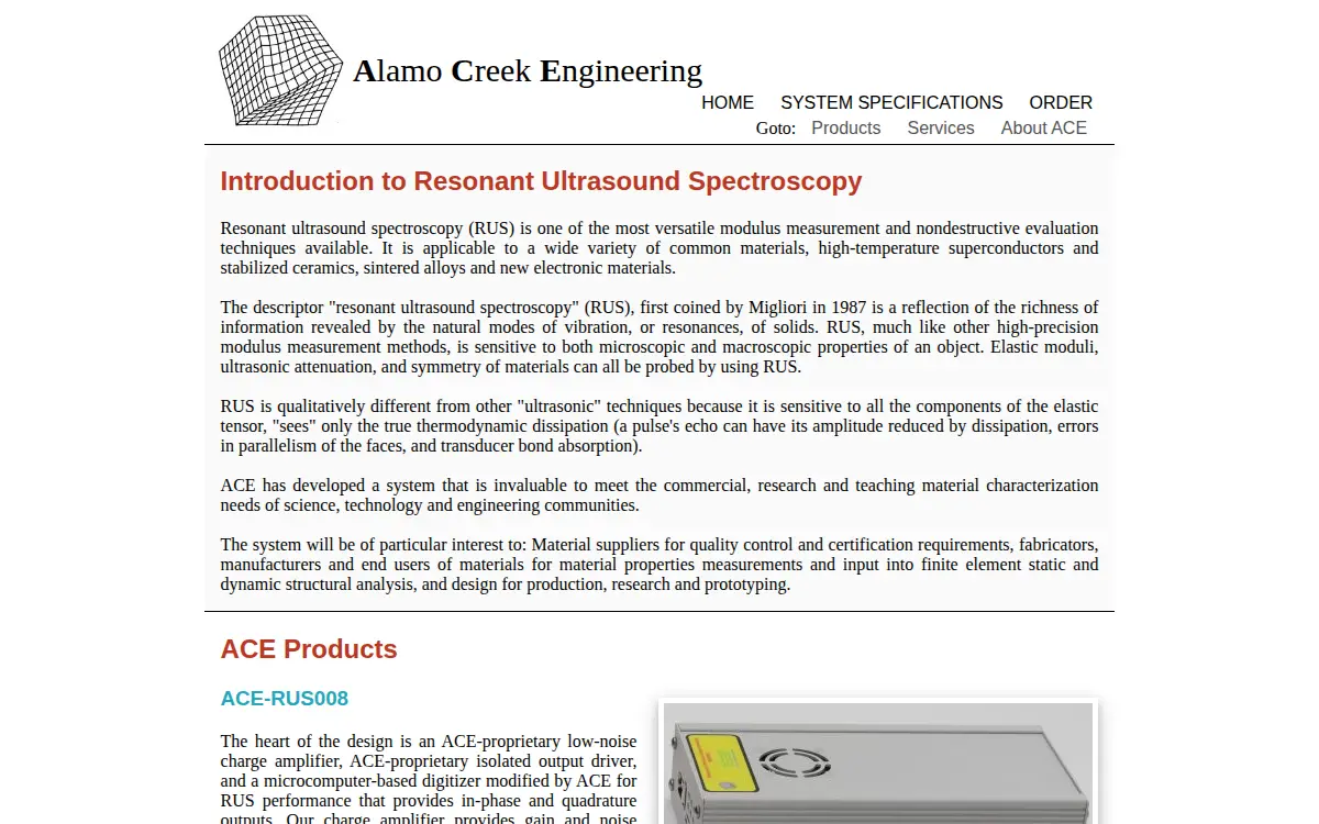 Homepage of Alamo Creek Holding LLC