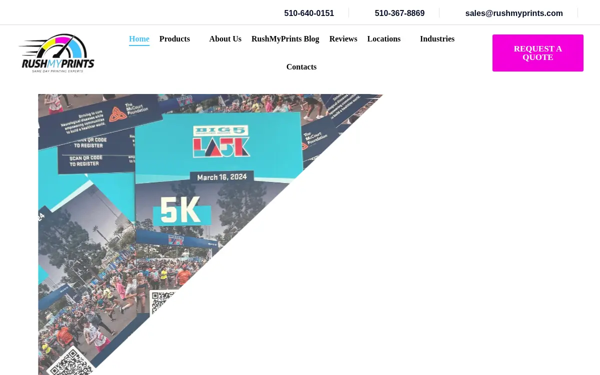 Homepage of Rushmyprints, INC.