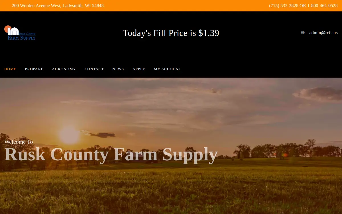 Homepage of Rusk County Farm Supply, INC.