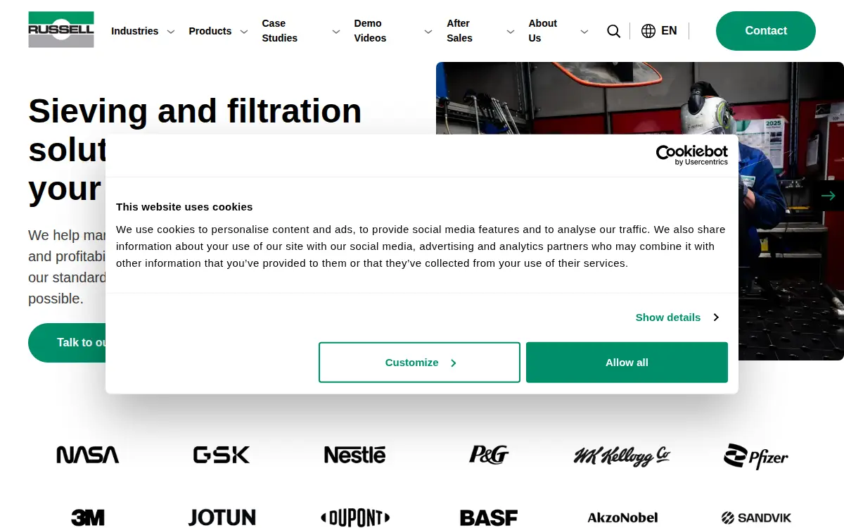 Homepage of Russell Finex INC