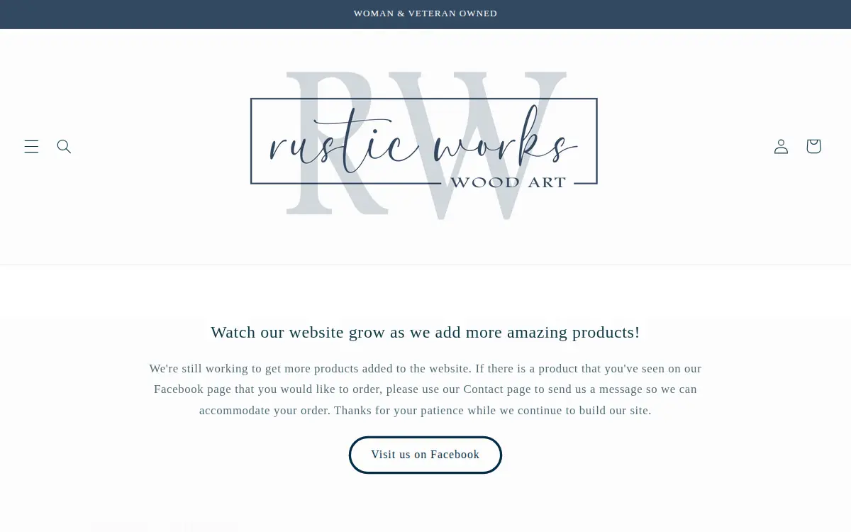 Homepage of Rustic Works Wood Art, LLC