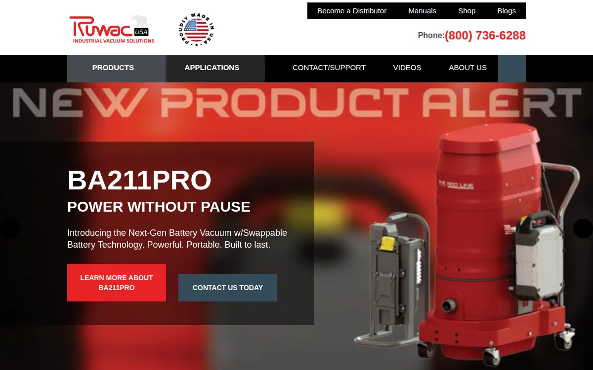 Homepage of Ruwac, INC.
