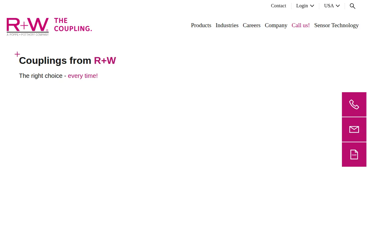 Homepage of R+w America, L.p.