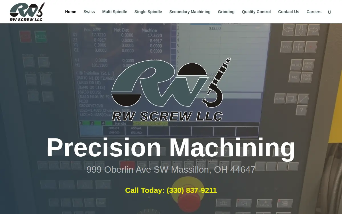 Homepage of Rw Screw, LLC