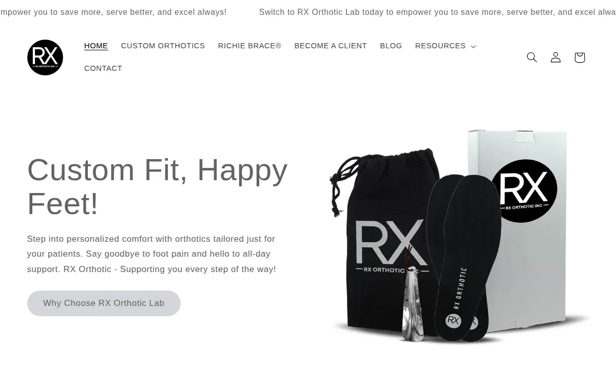 Homepage of Rx Orthotic INC.