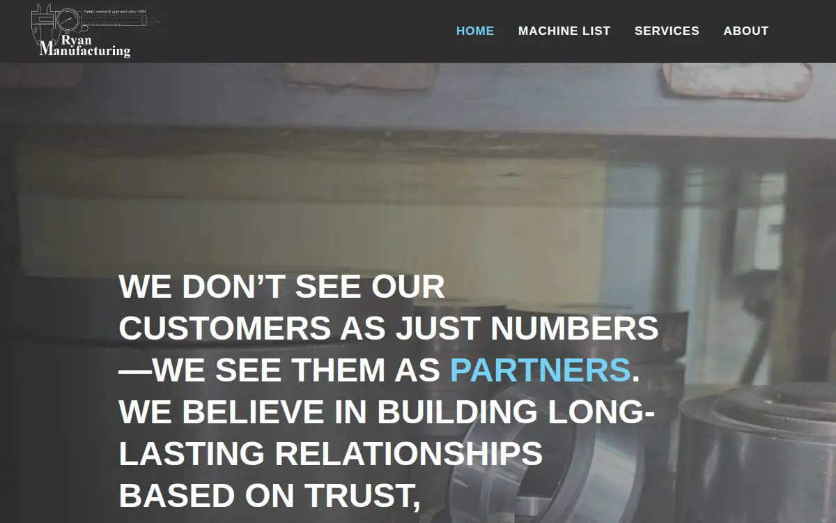 Homepage of Ryan Manufacturing INC