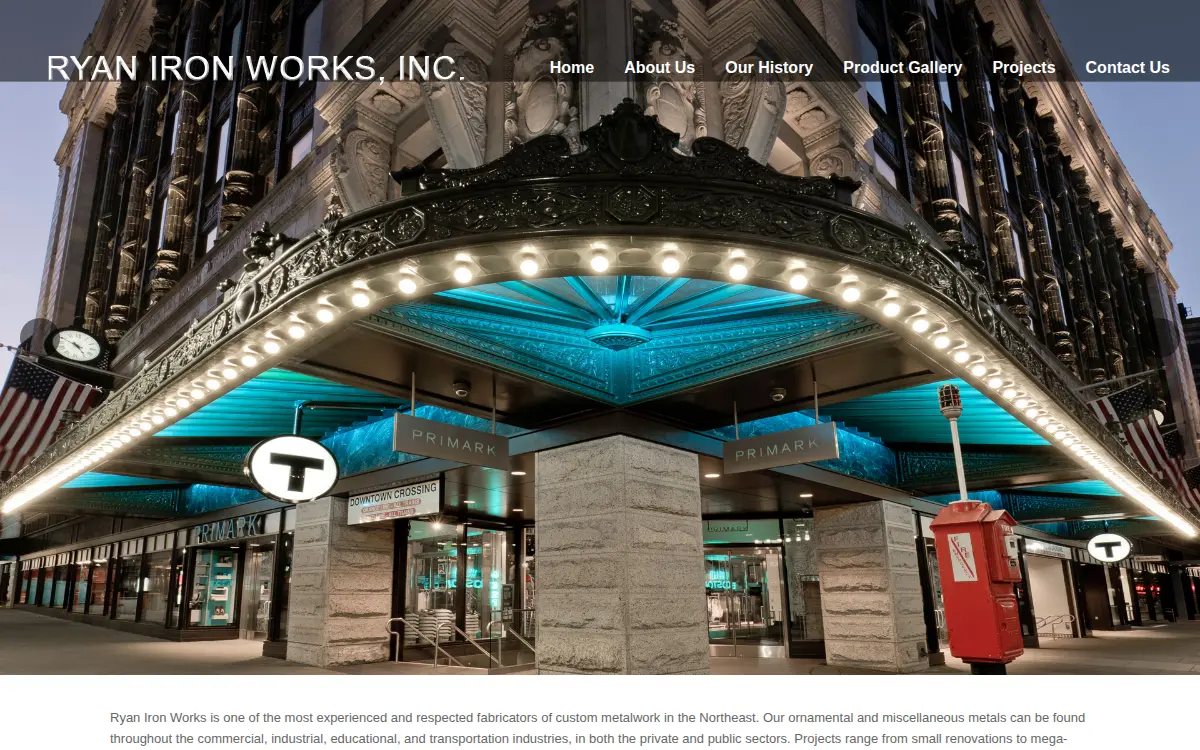 Homepage of Ryan Iron Works, INC.