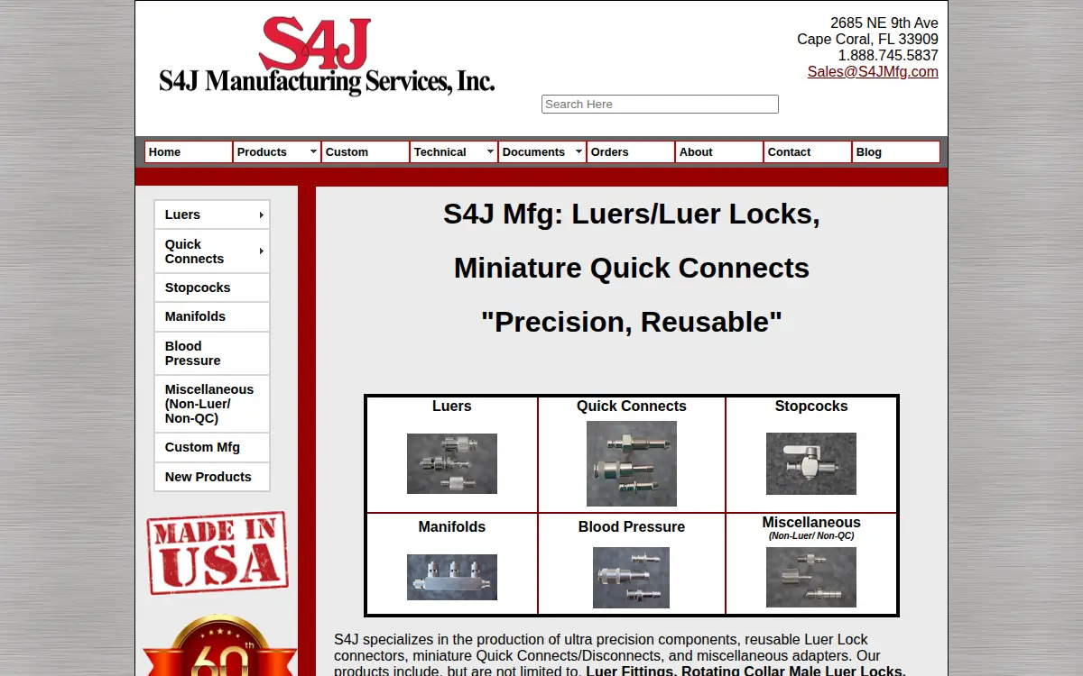Homepage of S4j Manufacturing Services, INC.
