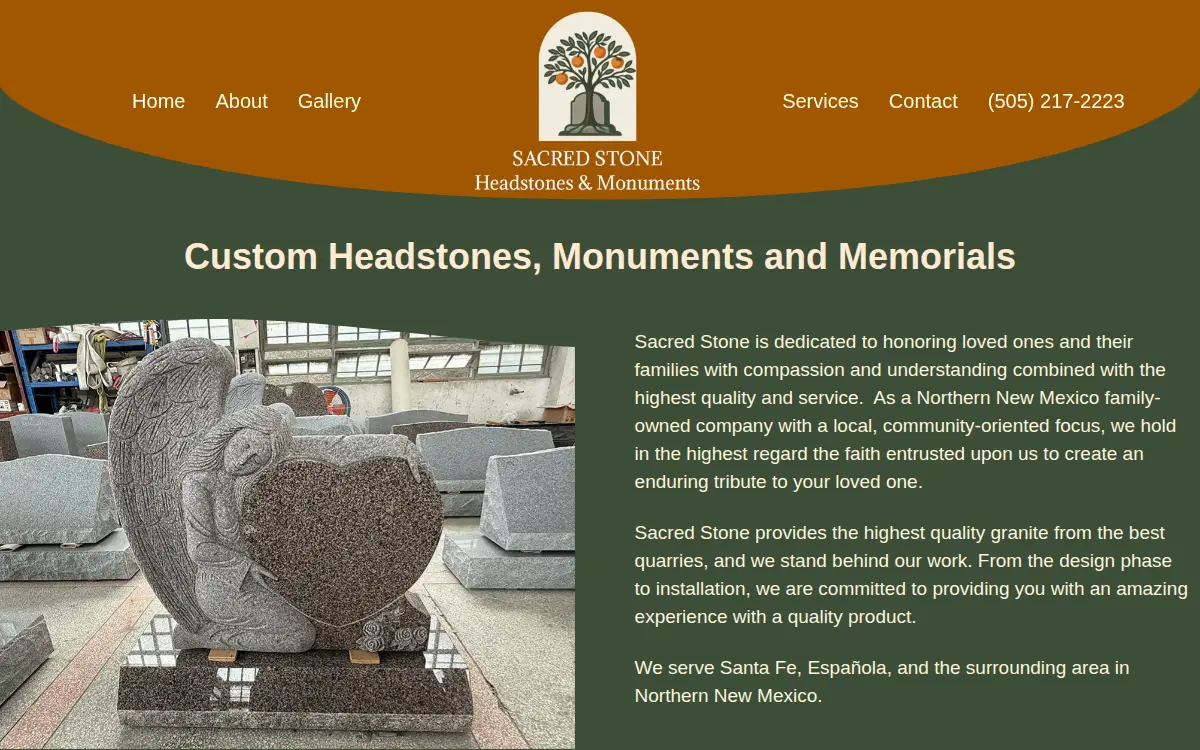 Homepage of Sacred Stone LLC