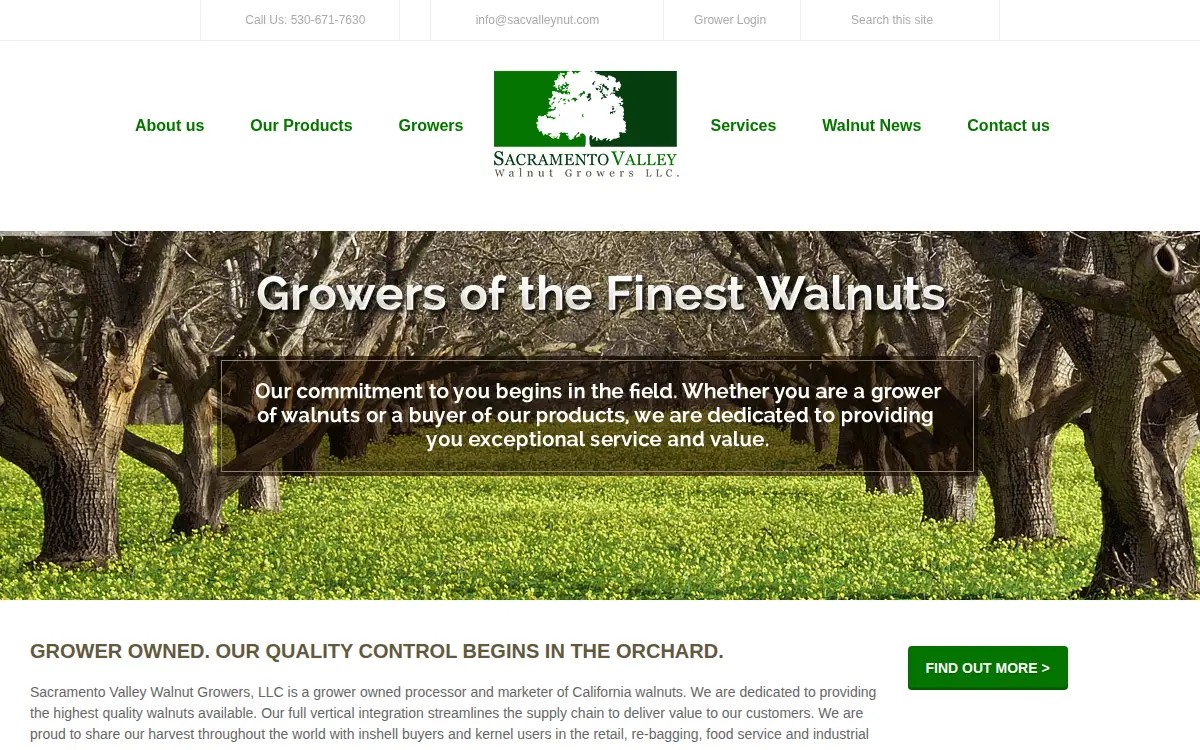 Homepage of Sacramento Valley Walnut Growers LLC