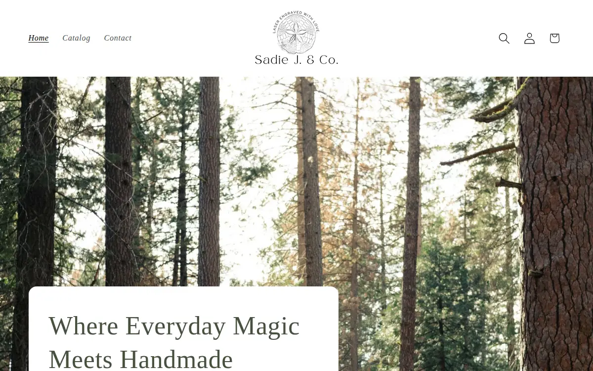 Homepage of Sadie J. & CO LLC