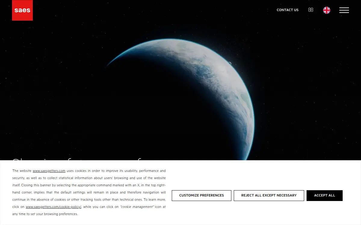 Homepage of Saes Getters/u.s.a., INC.