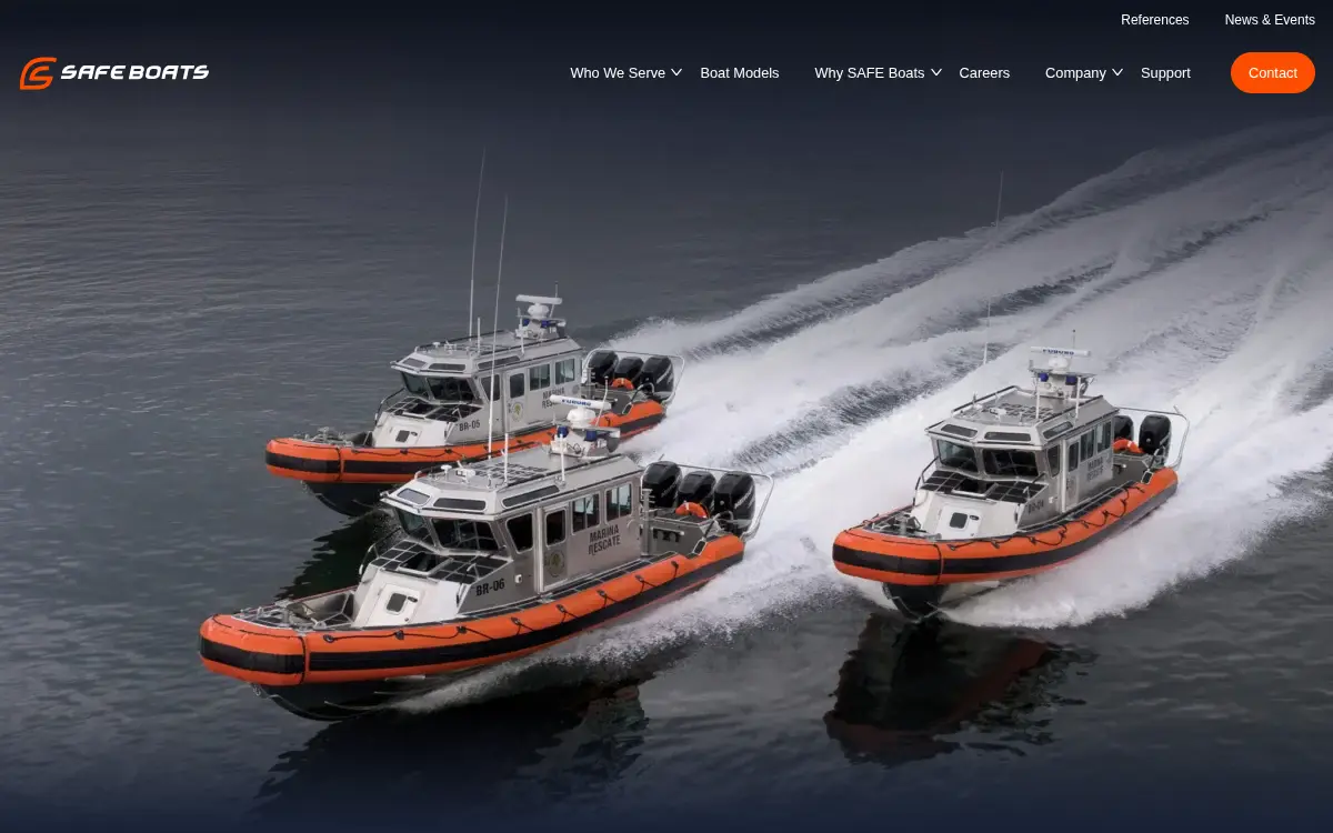 Homepage of Safe Boats International LLC