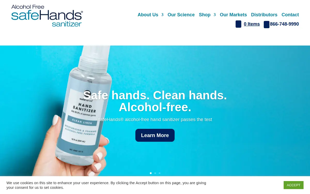 Homepage of Safehands Distribution Ne, LLC