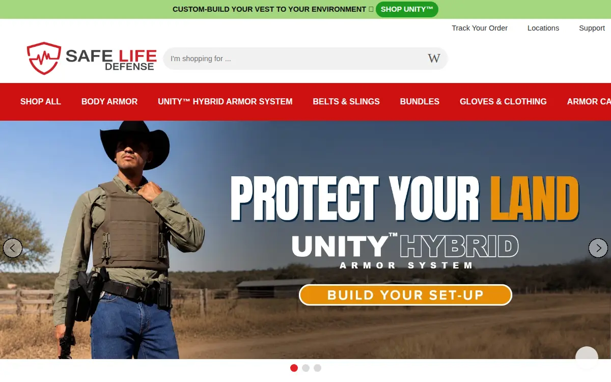 Homepage of Safe Life Defense LLC