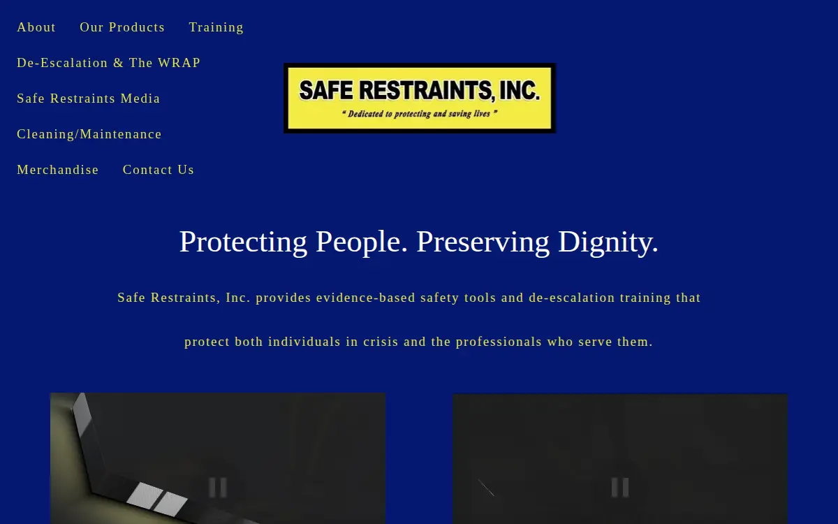 Homepage of Safe Restraints, INC