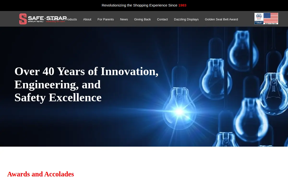 Homepage of Safe-strap Company, LLC