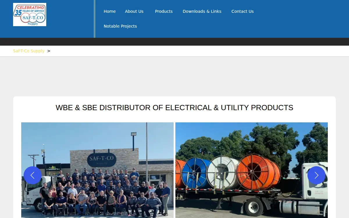Homepage of Saf-t-co. Supply