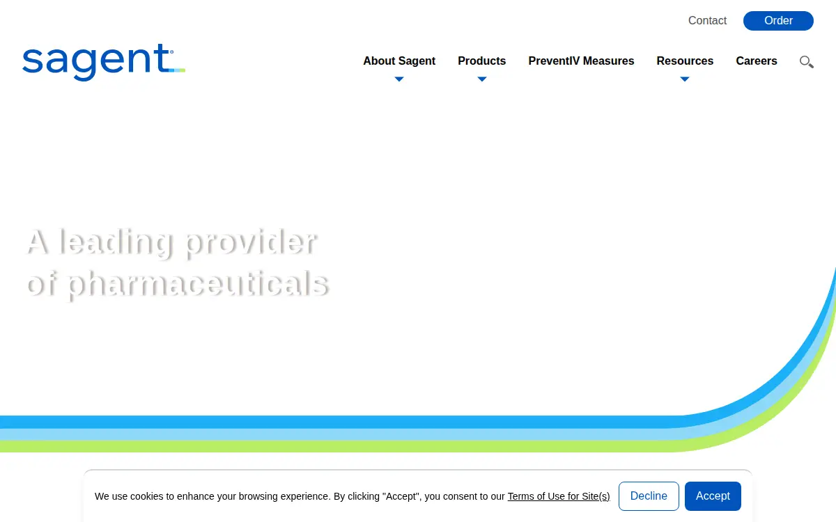 Homepage of Sagent Pharmaceuticals, INC