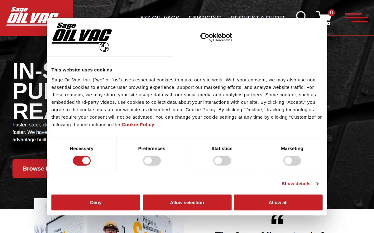 Homepage of Sage Oil Vac INC