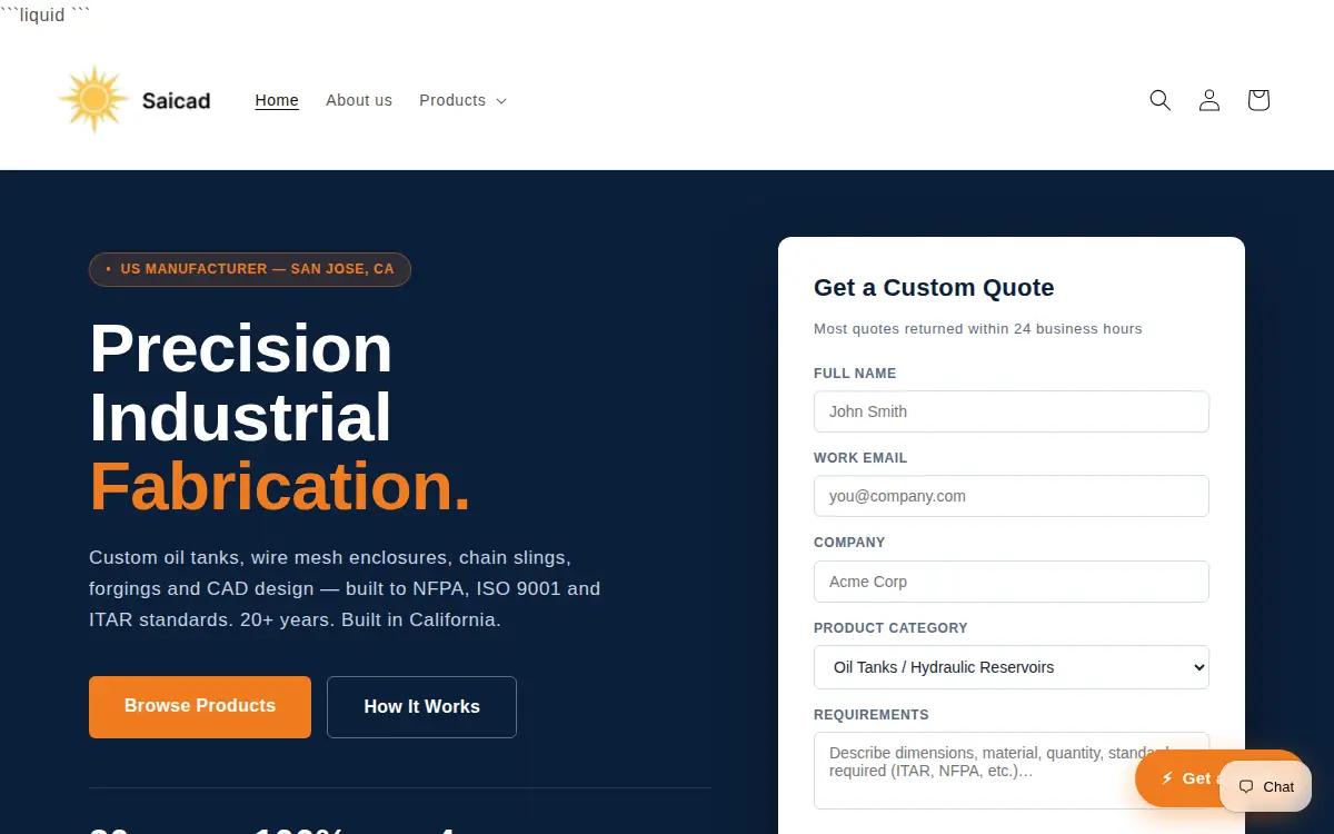 Homepage of Sass Industries INC.