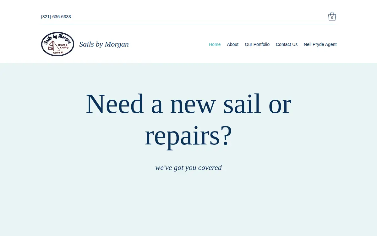 Homepage of Sails By Morgan, INC.
