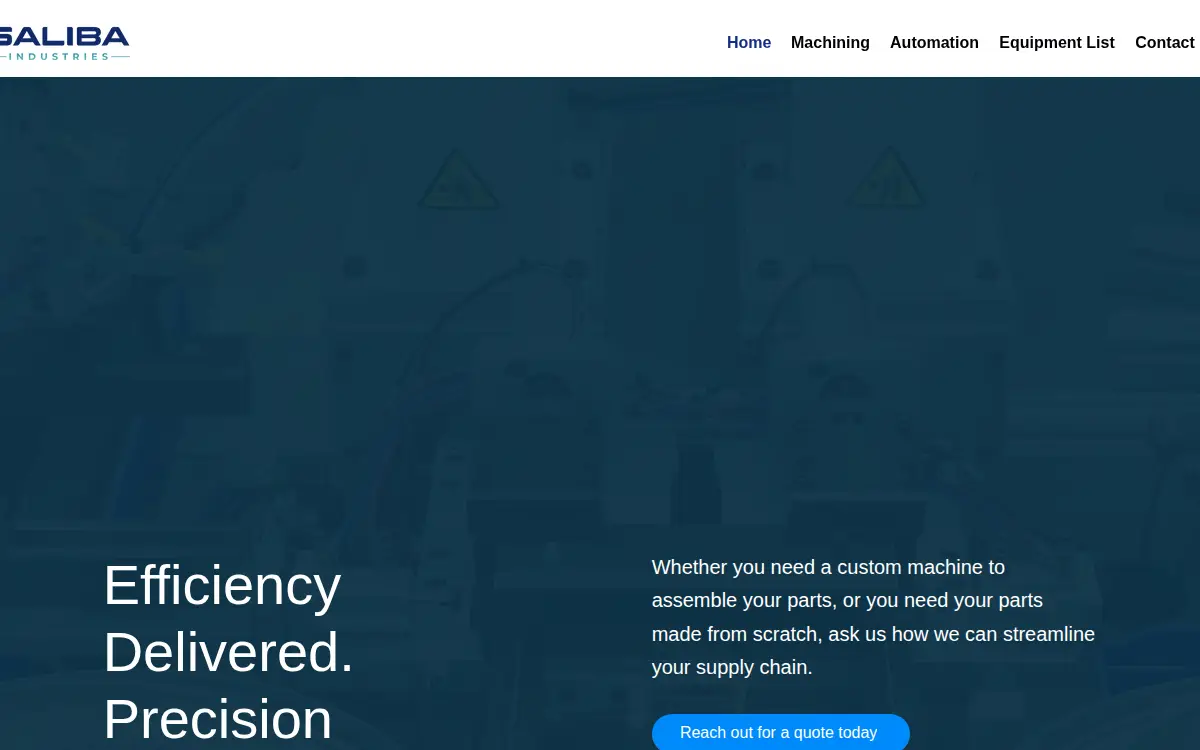 Homepage of Saliba Industries Holdings, LLC