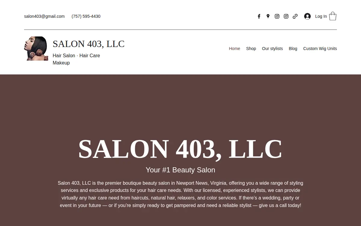 Homepage of Salon 403, LLC