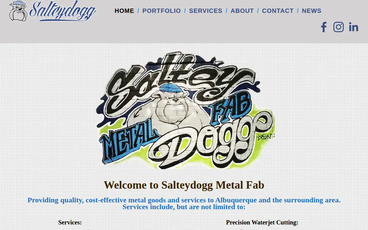 Homepage of Salteydogg Metal Fab LLC