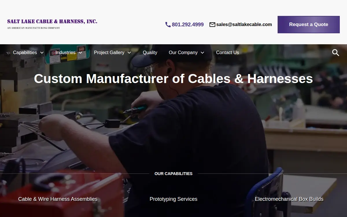 Homepage of Salt Lake Cable & Harness, INC