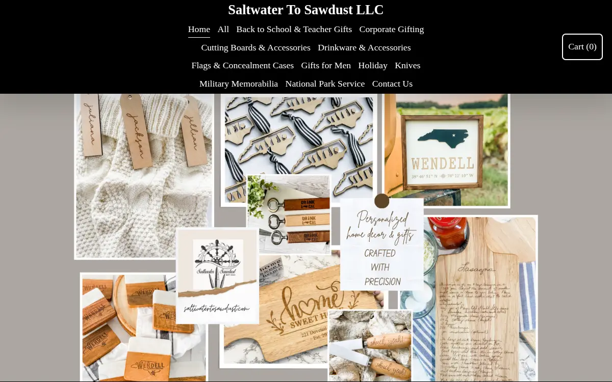 Homepage of Saltwater to Sawdust LLC