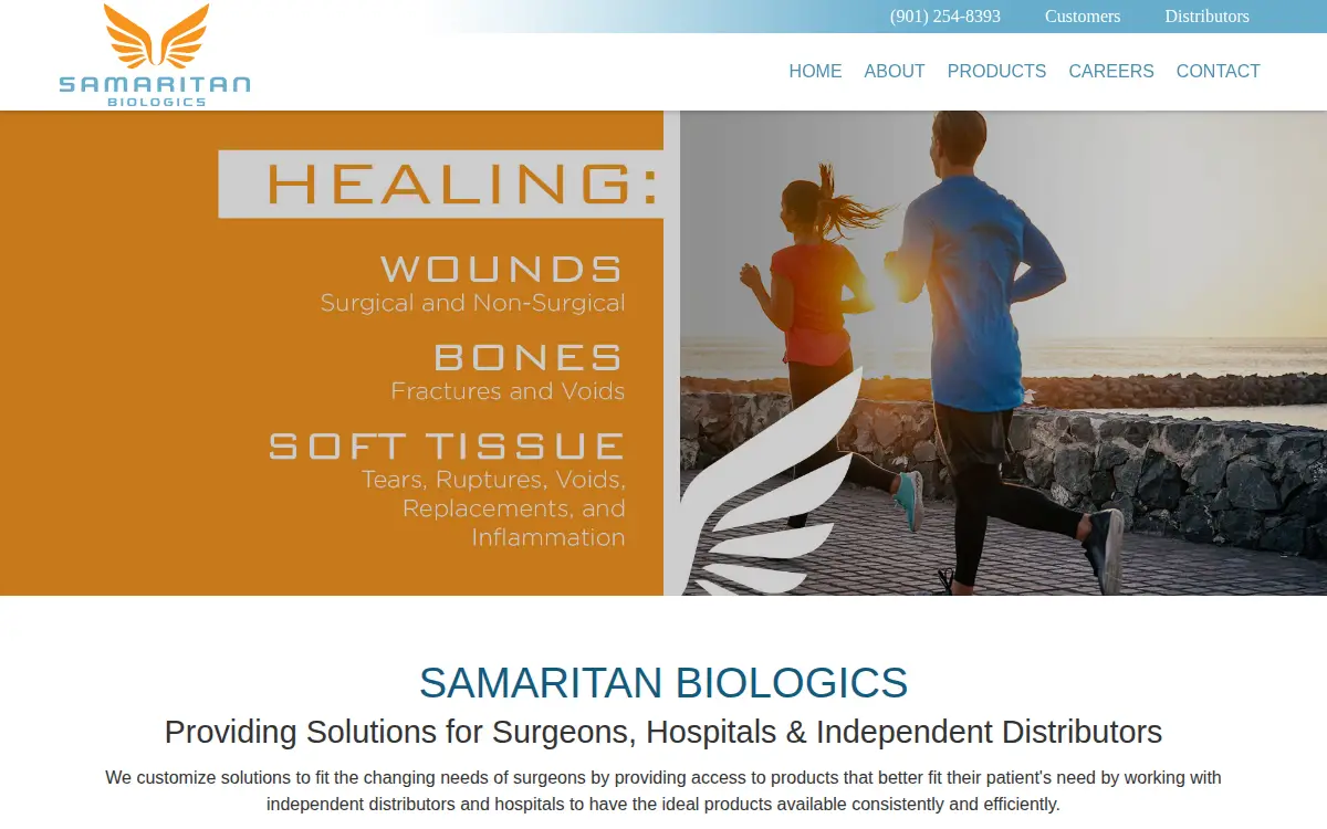 Homepage of Samaritan Biologics LLC