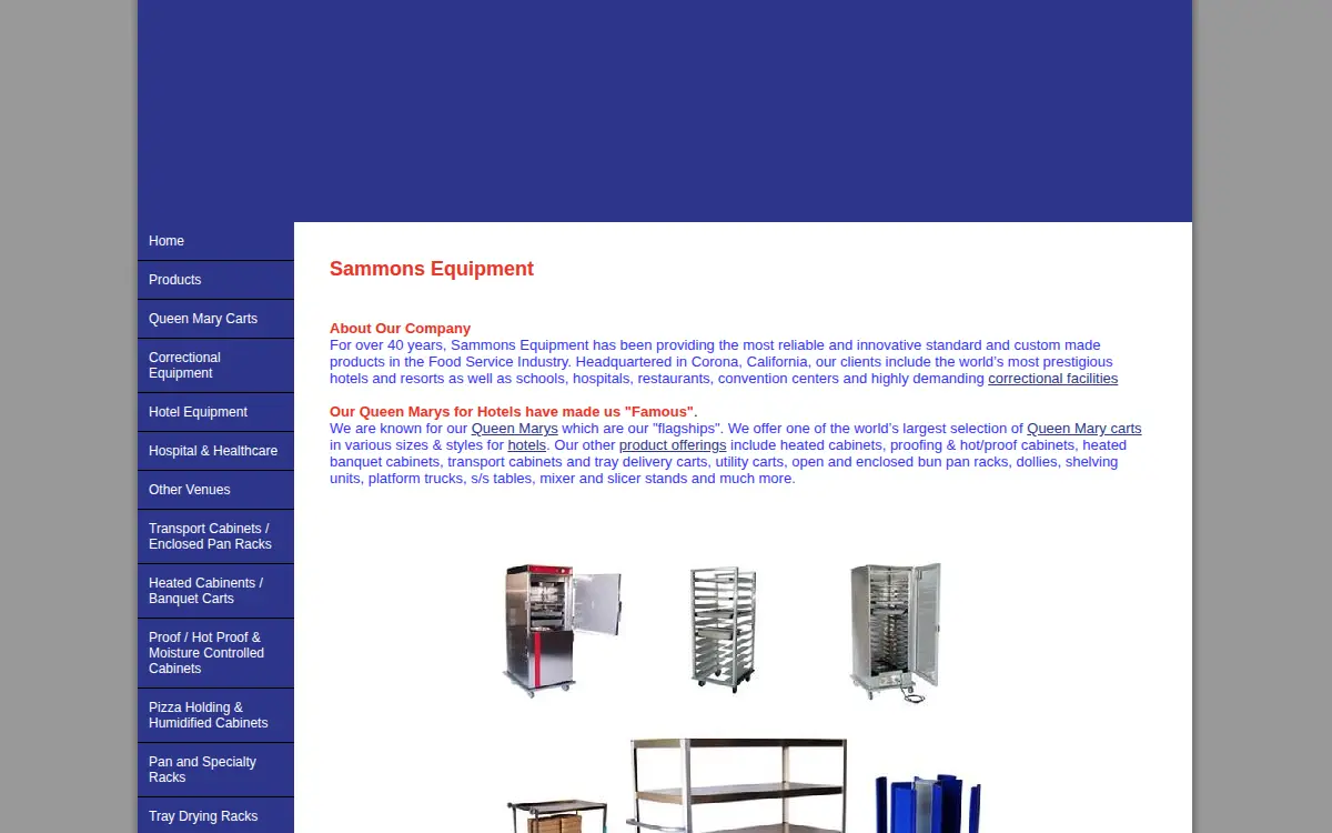 Homepage of Sammons Equipment Manufacturing CORP
