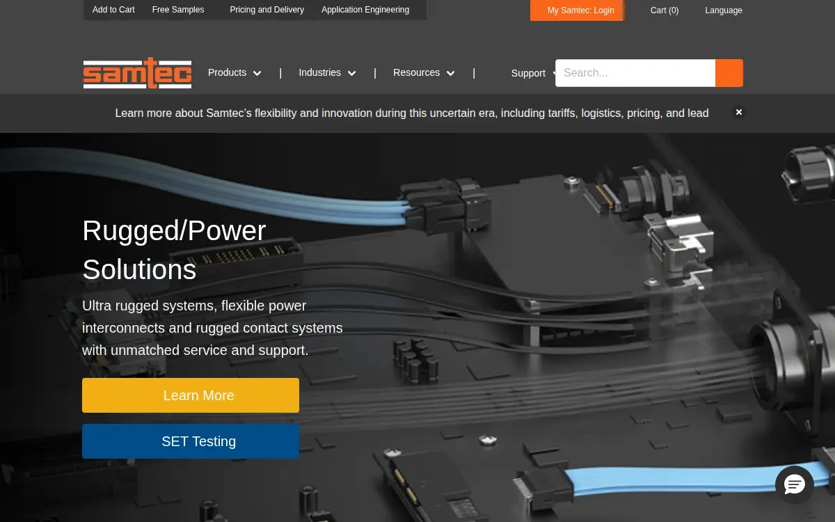 Homepage of Samtec INC