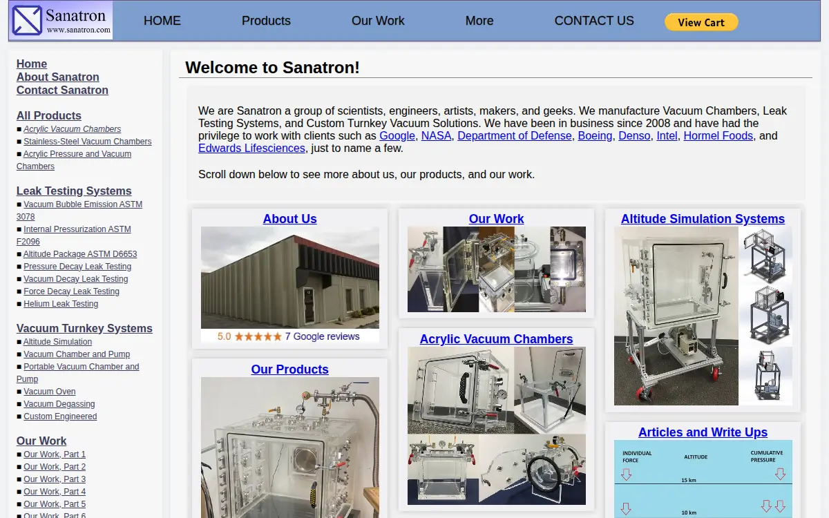 Homepage of Sanatron, INC