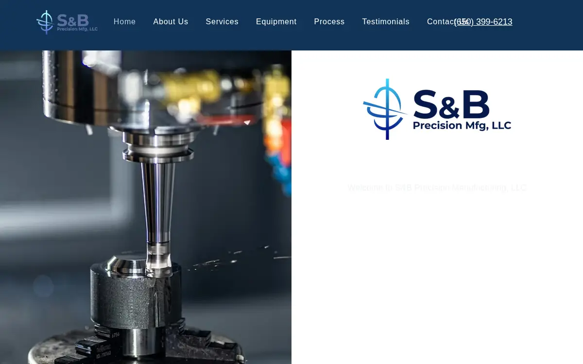 Homepage of S & B Precision Manufacturing LLC