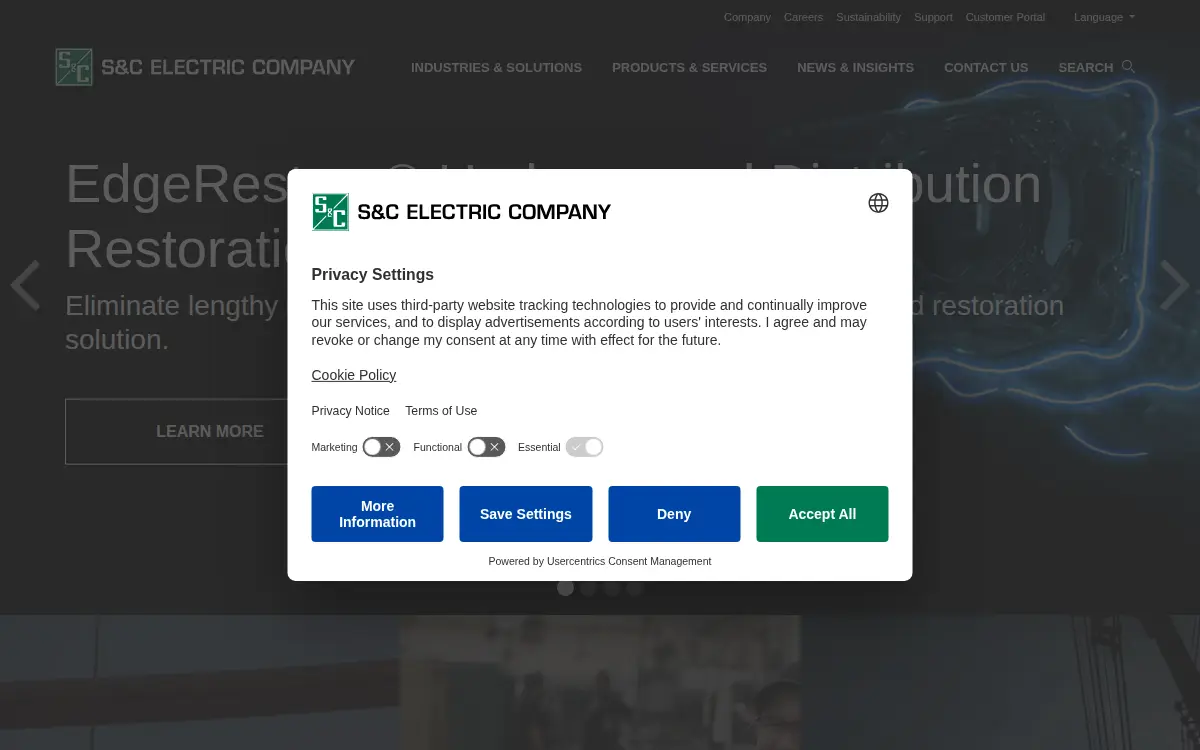 Homepage of S&c Electric Company