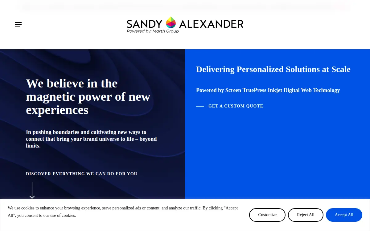 Homepage of Sandy Alexander INC