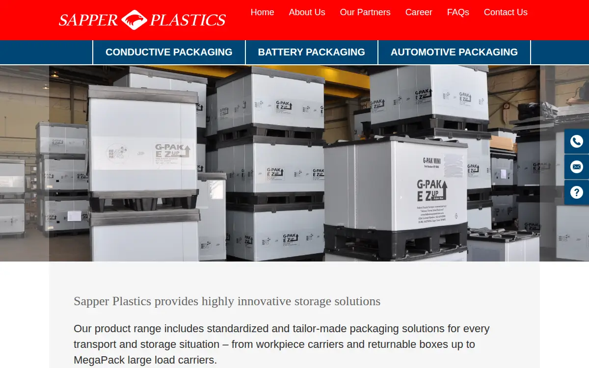 Homepage of Sapper Plastics LLC