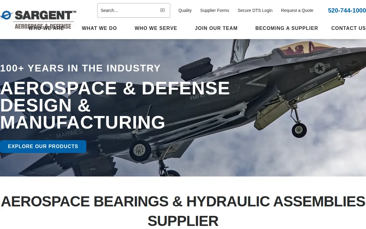 Homepage of Sargent Aerospace & Defense, LLC