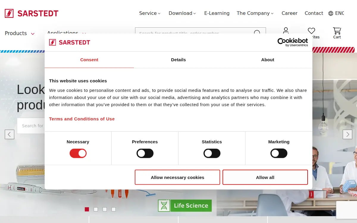 Homepage of Sarstedt, INC