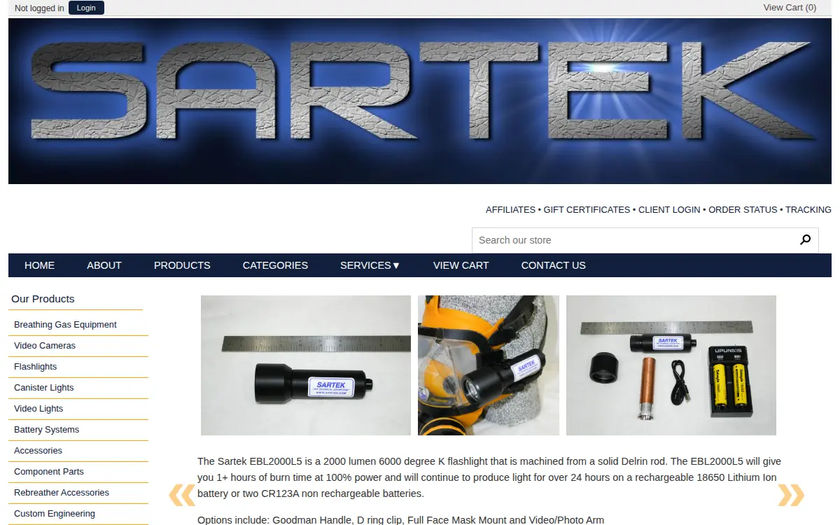Homepage of Sartek Industries INC