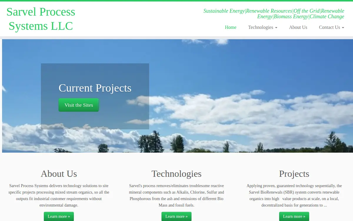 Homepage of Sarvel Process Systems LLC