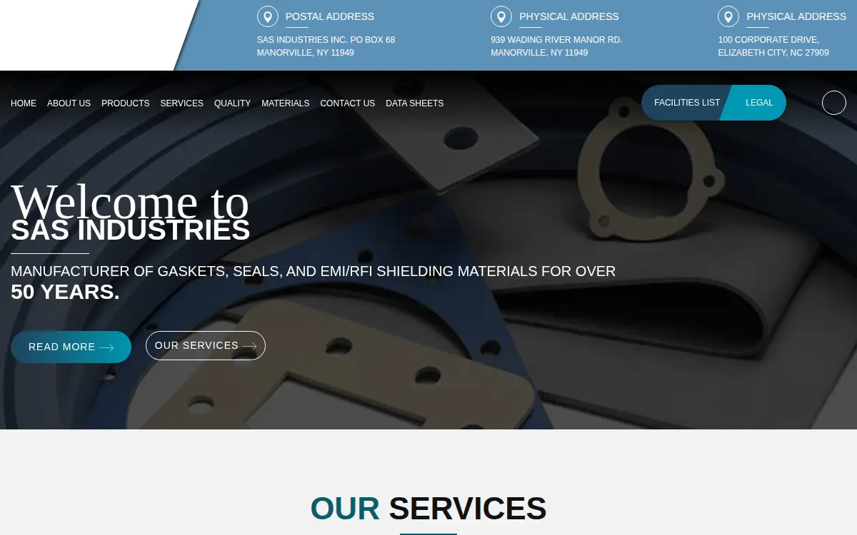 Homepage of Sas Industries INC