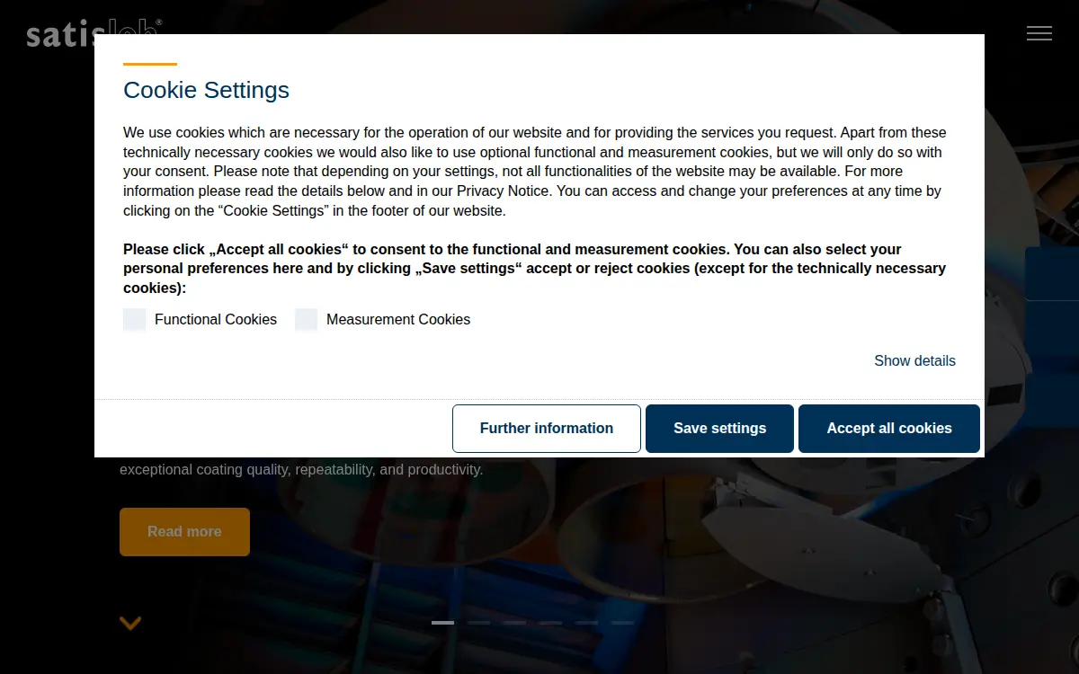 Homepage of Satisloh North America INC