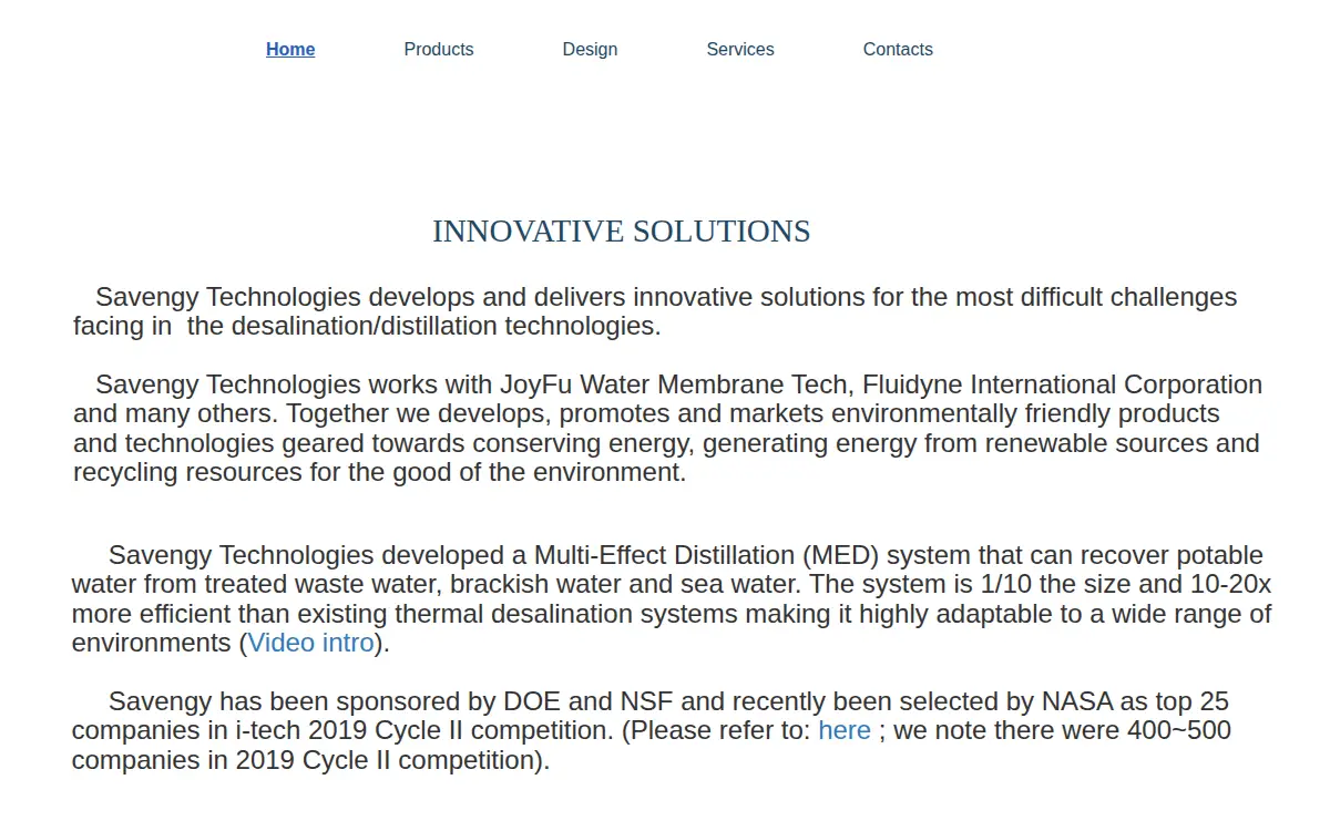 Homepage of Savengy Technologies LLC