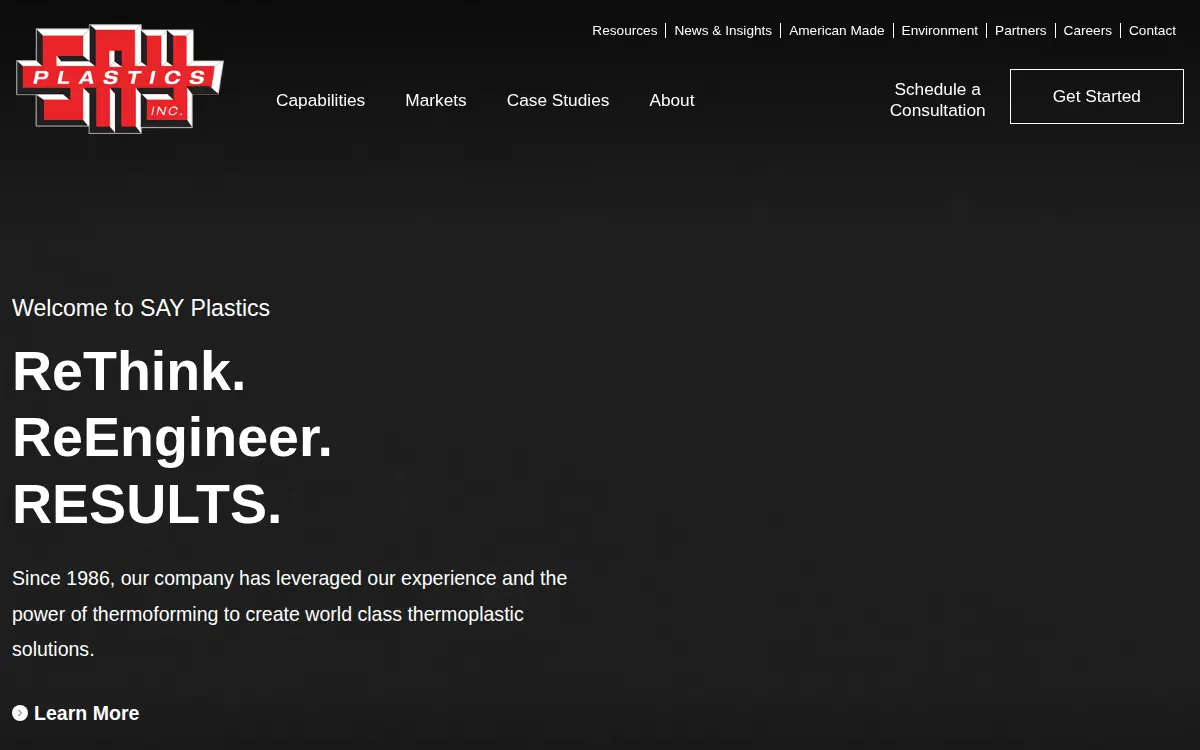 Homepage of Say Plastics, INC.