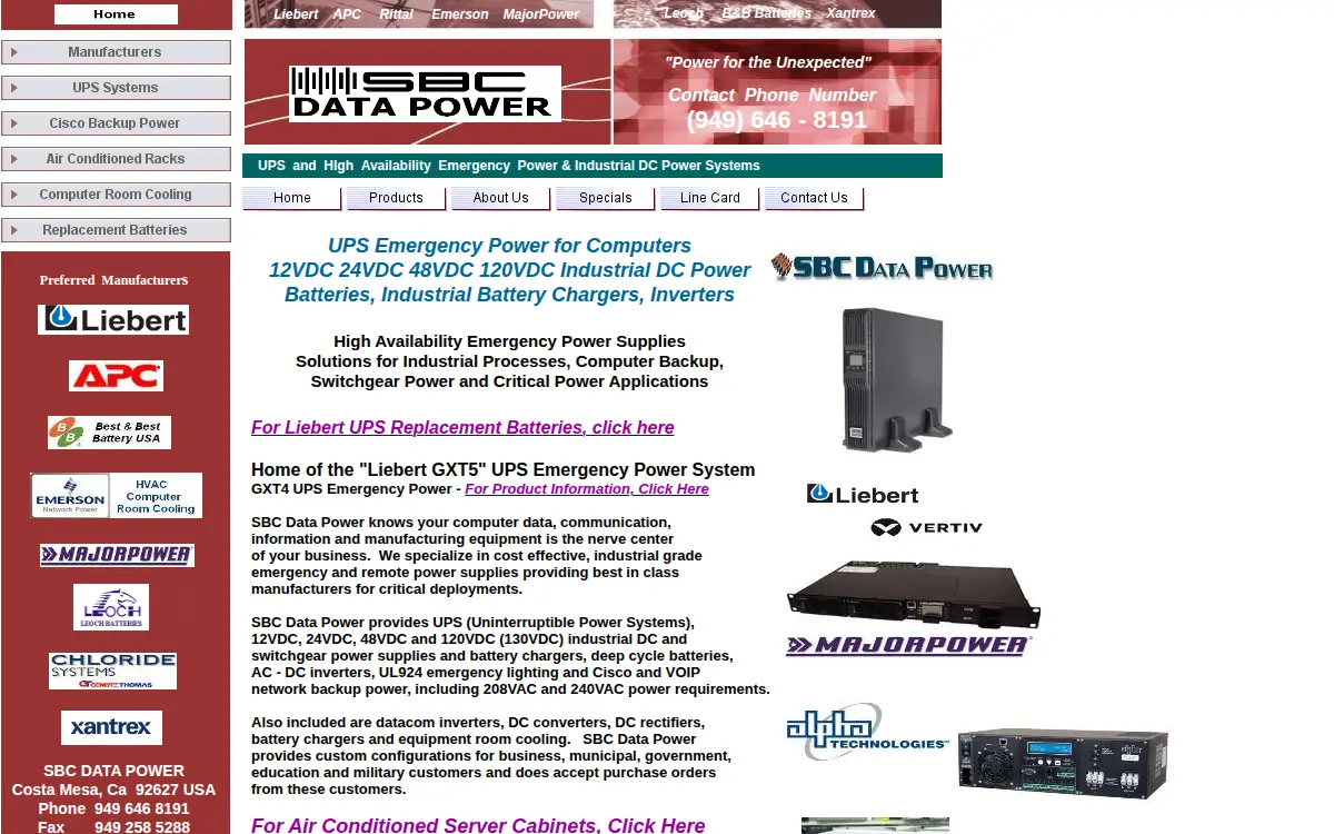 Homepage of Sbc Data Power INC.