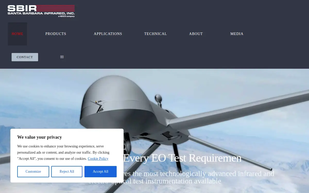 Homepage of Santa Barbara Infrared, INC.